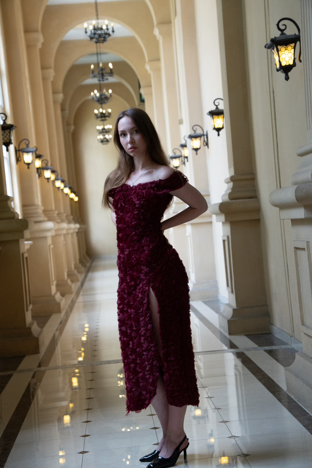 Crimson burgundy gown Dress