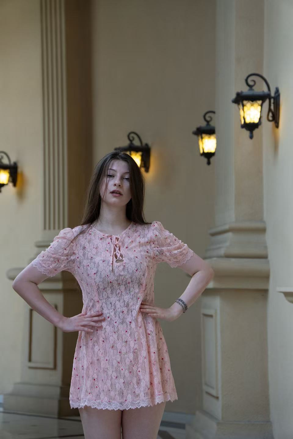 Rose lace mini Dress
