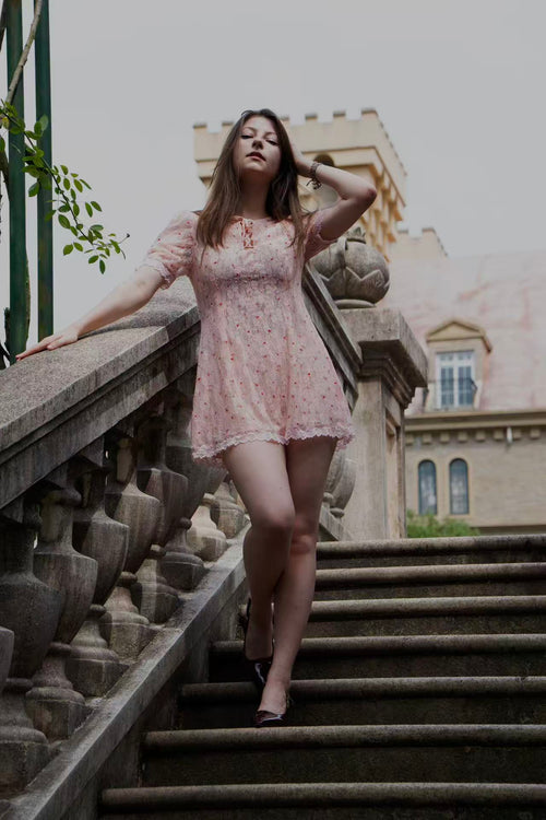 Rose lace mini Dress