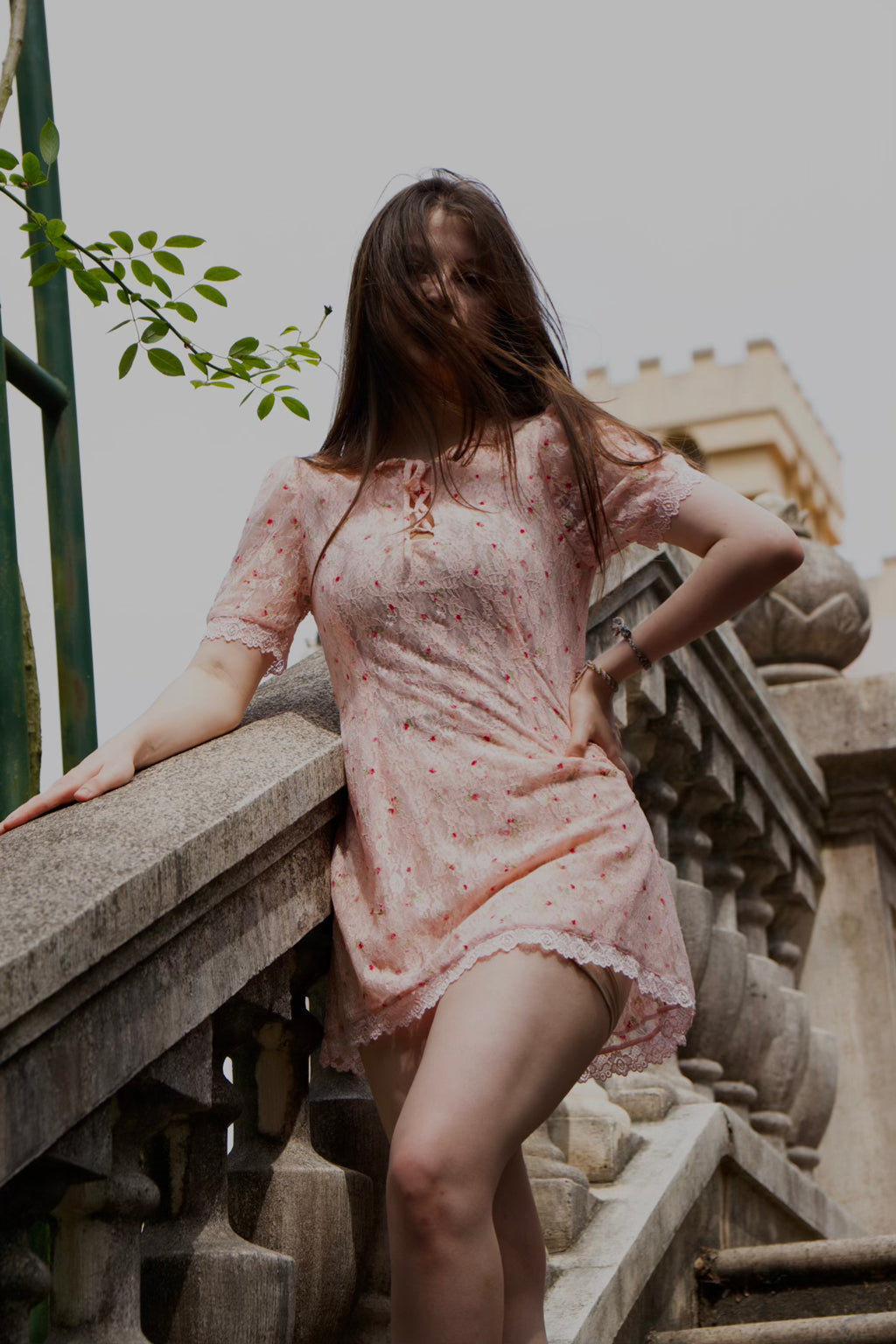 Rose lace mini Dress