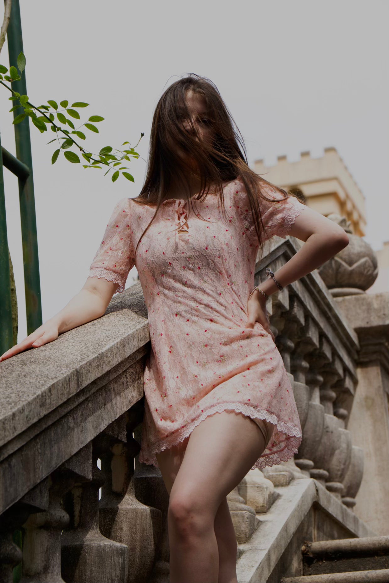 Rose lace mini Dress