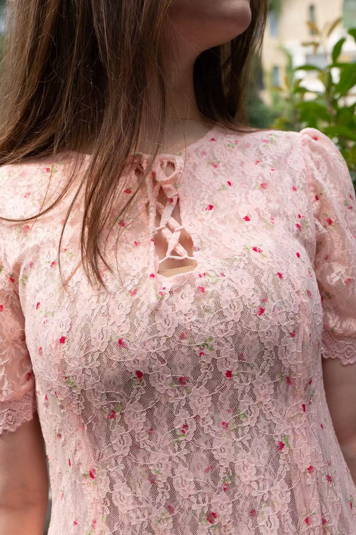 Rose lace mini Dress